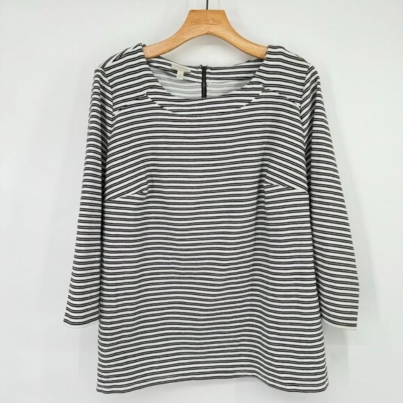Talbots Woman Striped Black White Top 3/4 sleeve Size 2X  cotton stretch - Picture 4 of 9
